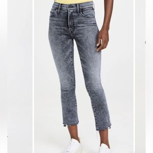 Mother Denim Insider Crop Step Fray “Train Stops”